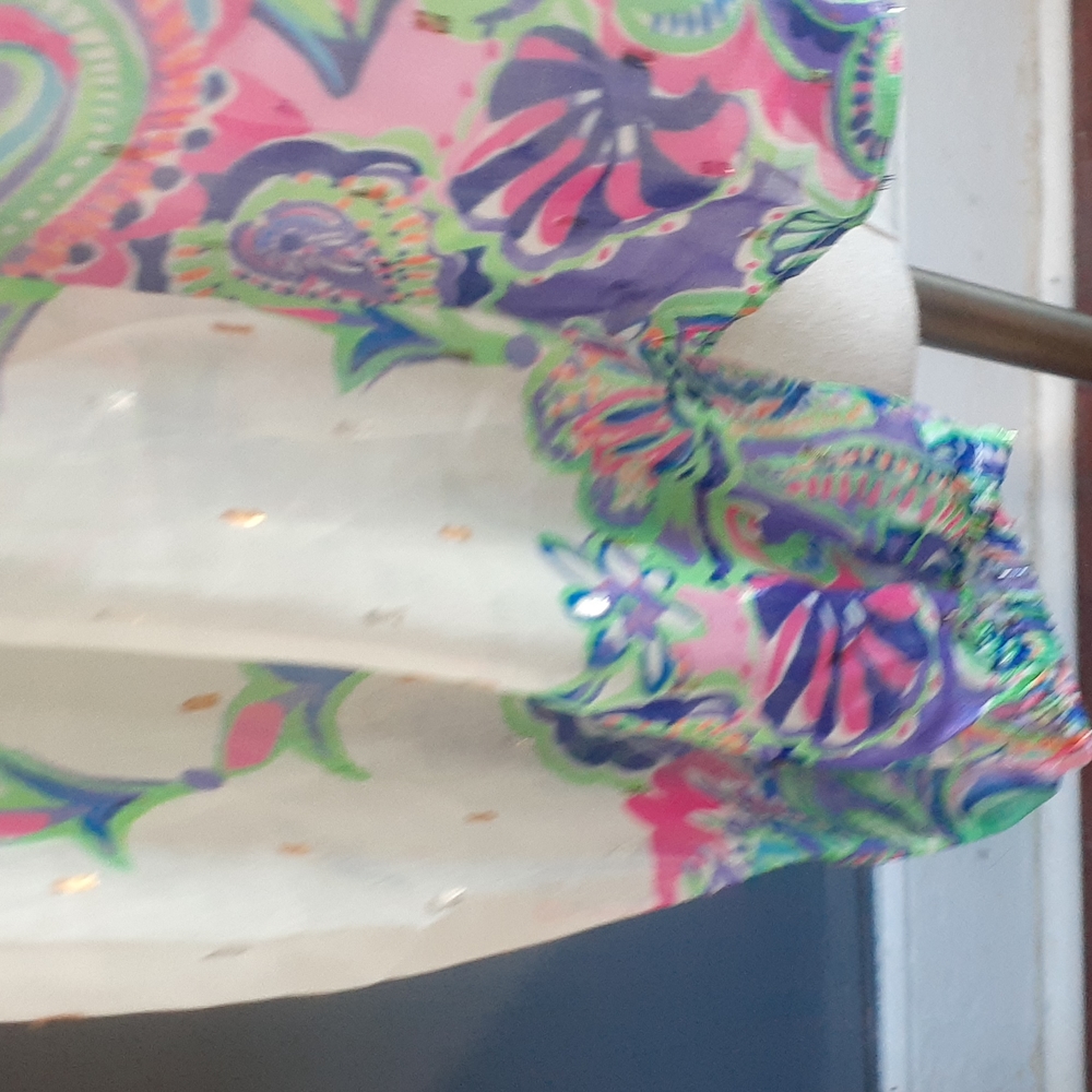 Lilly pulitzer women's sheer ivory off white pullover floral  blouse siz… - Picture 5 of 17